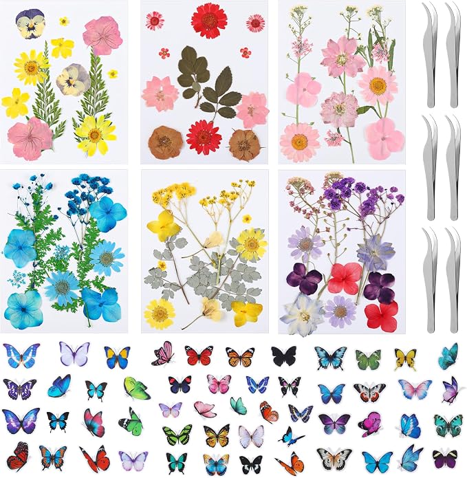130 PCS Dried Pressed Flowers by Ovveroche