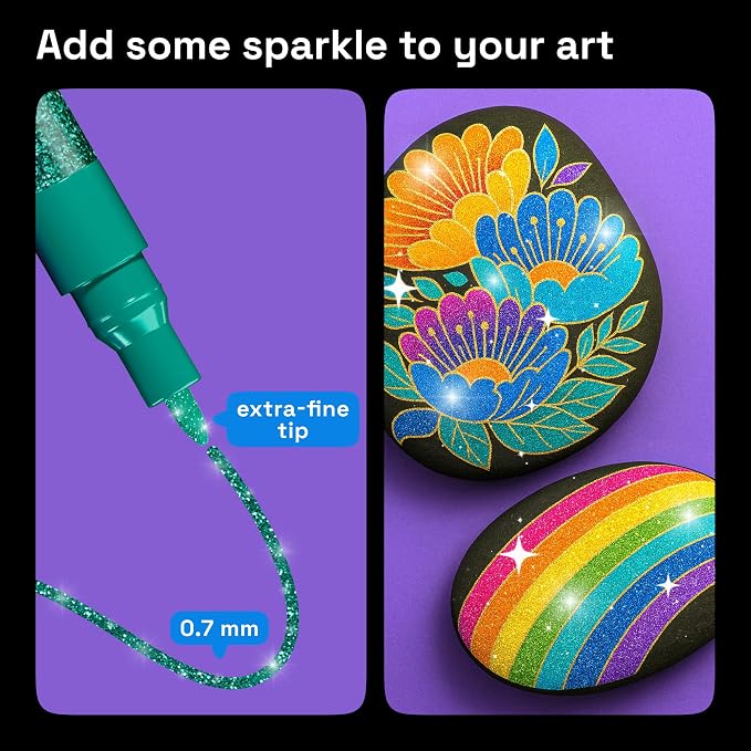 ARTISTRO 12 Glitter Paint Pens for Glass Marking, Rock Painting, Scrapbooking - Image 4
