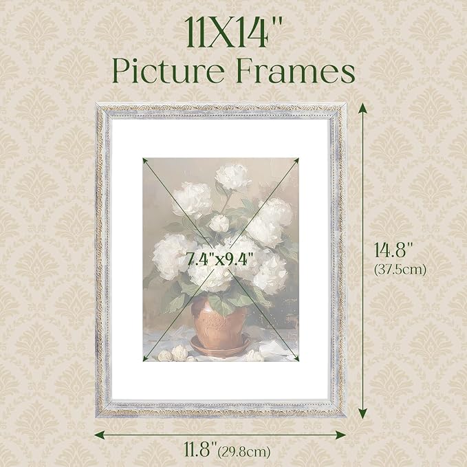 TWING 11x14 Picture Frame, Ornate Vintage 11x14 Frame, Vintage White, 1 Pack | - Image 2