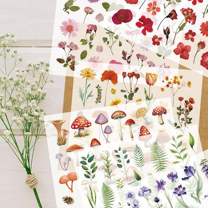 500Pcs Natural Flower Stickers - Image 4