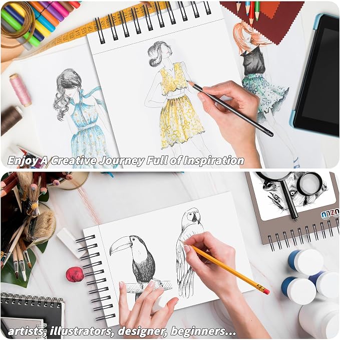 6 Pcs Sketchbook Bulk 9 x 12 In 600 Sheets Top Spiral Bound Sketch Pad Drawing - Image 6
