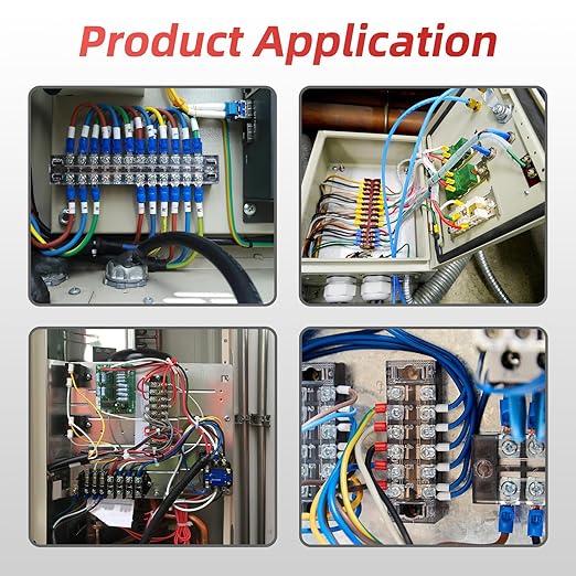 APIELE 15A Screw Terminal Block 8 Position Dual Row Covered 8 Position Pre-Insulated Terminal Barrier Strips (15A 6PCS 8P+6PCS Wiring Strips)
