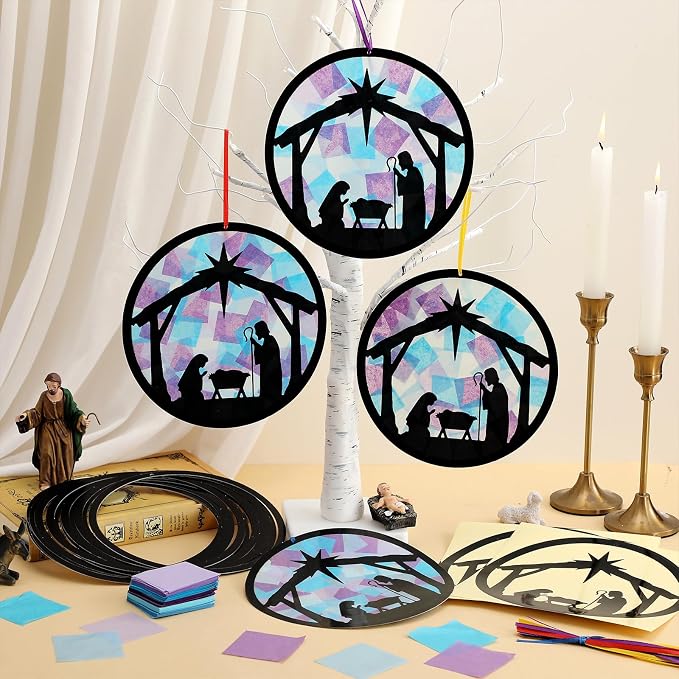 Eersida 32 Sets Christmas Nativity Suncatchers Craft Kit DIY Christianity - Image 6