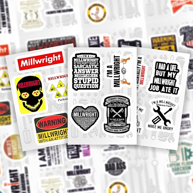 100Pcs Millwright Stickers for Hard Hat for Water Bottle and Laptop - Image 5