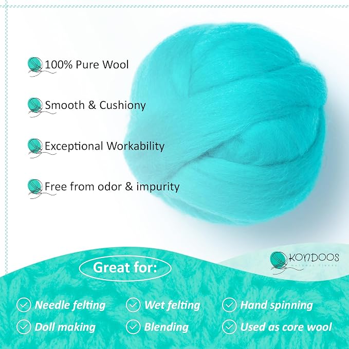 Kondoos Natural Wool roving, 2 OZ. Best Wool - Image 3