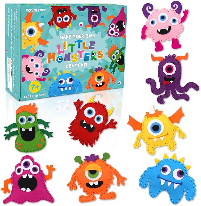CiyvoLyeen Kids Sewing Kit Crafts – Little Monsters Felt Plush DIY Craft Adopt by CiyvoLyeen