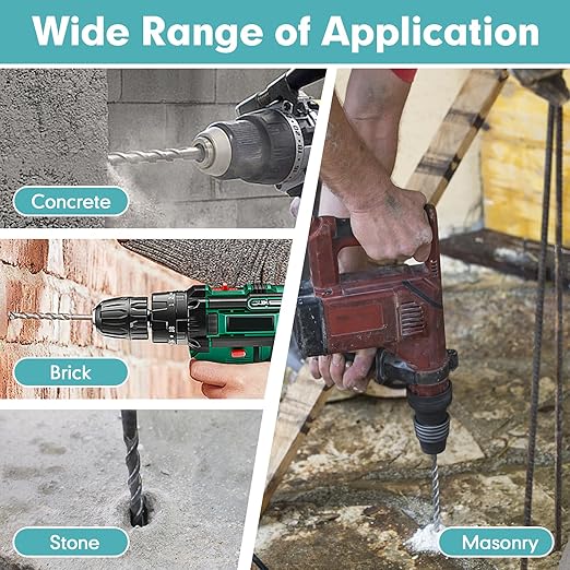 20Pcs Rotary Hammer Drill Bits and Chisel Set, SDS-Plus Shank Carbide - Tipped Drill Bits and Chisels with Storage Case, Tools for Concrete Brick Stone and Other Masonry Construction Materials