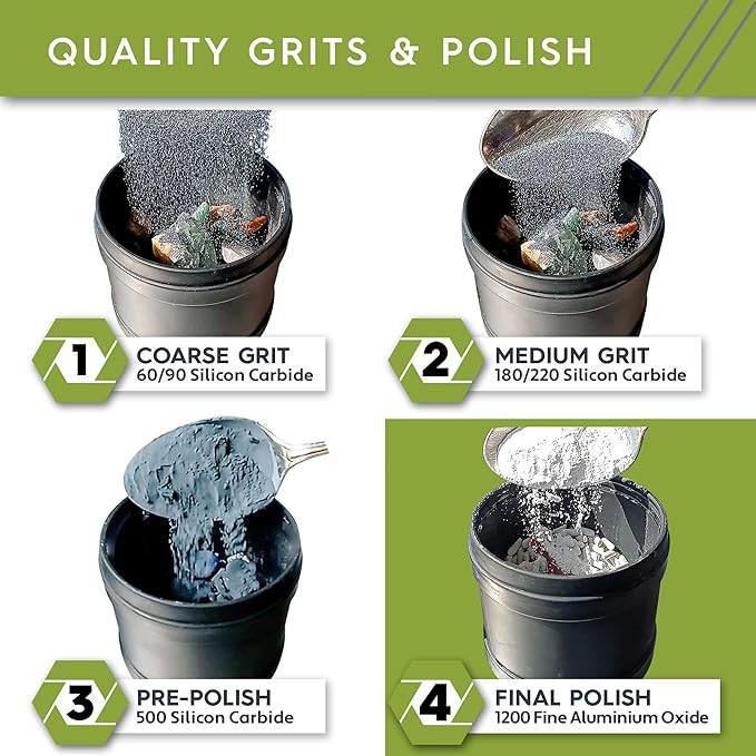Polly Plastics Rock Tumbler Grit Refill, Final Polish 1200 Fine Aluminum Oxide, Stage 4 for Tumbling Stones (2 Pack) (3 lb.)