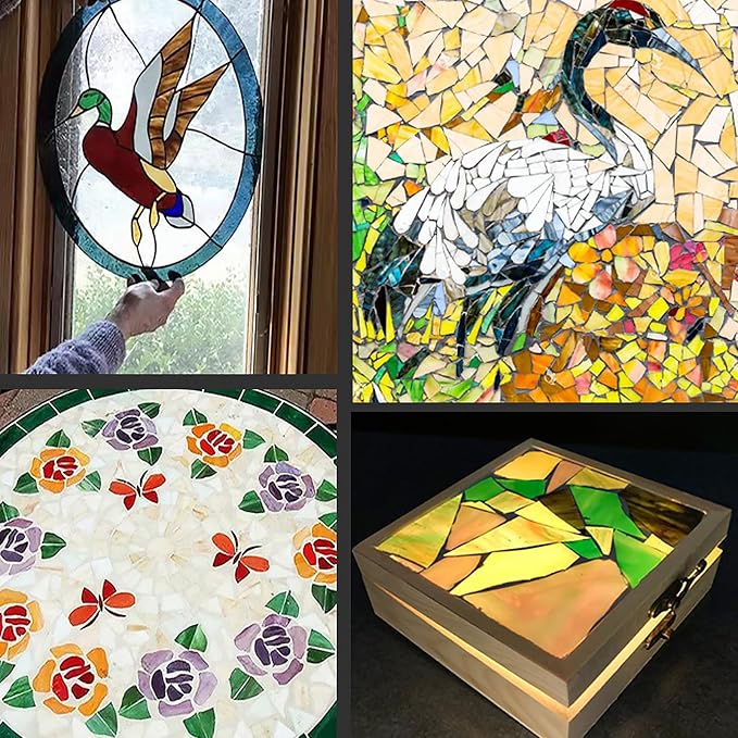 4.4 LB / 2 KG Irregular Stained Glass Scraps, Colorful Stained Glass Sheets - Image 3