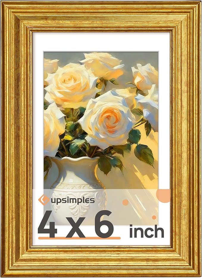 upsimples Vintage 4x6 Picture Frame, Antique Gold Frames Display 3.5x5 by upsimples