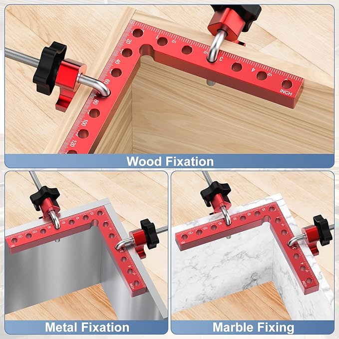 Corner Clamp for Woodworking, 90 Degree Corner Clamp, Aluminum Alloy 4 Pack 5.5"x 5.5" Positioning Squares Right Angle for Woodworking Tools, for Picture Frame, Box, Cabinets, Drawers