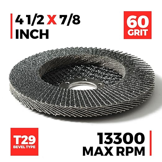 Jumbo Zirconia Flap Discs 4 1/2 for Angle Grinder, 60 Grit 4.5" x 7/8" High Density Type 29 Arbor Grinding Wheels for Wood Finishing, Rust Removal, Metal Sanding - 10 Pack