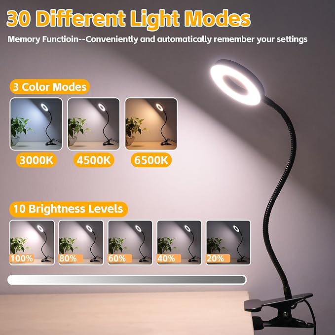 Foneso Desk Lamp Clip on Light, 48 LED USB Lamp - Image 5