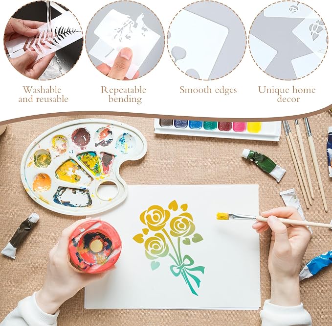 LLOUSSAK 24Pcs Flower Stencils for Painting, Leaf Stencil for Flower Leaf Crafts - Image 4