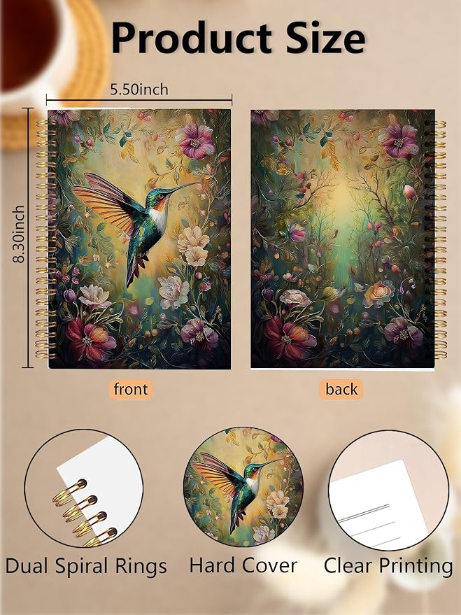 BitKan Vintage Hummingbird Bird Birding Spiral Notebook - Image 2
