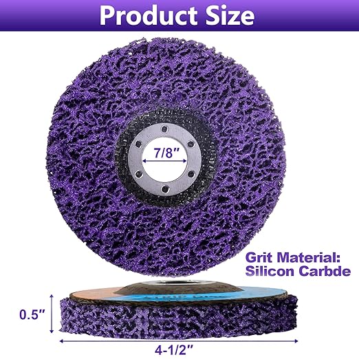 5 Pack Strip Discs Stripping Wheel for Angle Grinder, 4-1/2" x 7/8" Rust Remover Discs, Clean and Remove Paint Coating Rust Welds Oxidation(Purple)