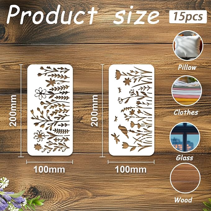 INFUNLY 15Pcs Wildflowers Wall Stencil - Image 2