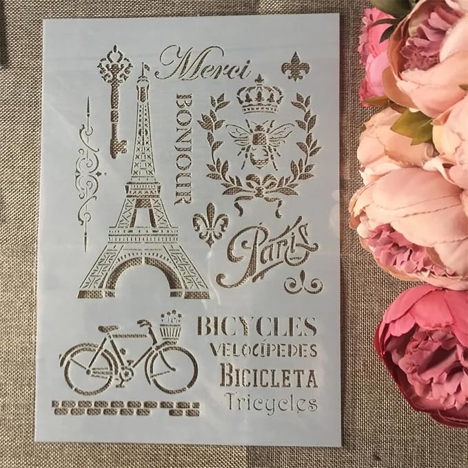 TIAMECH A4 Reusable Vintage Tower Bicycle Stencil - Image 5