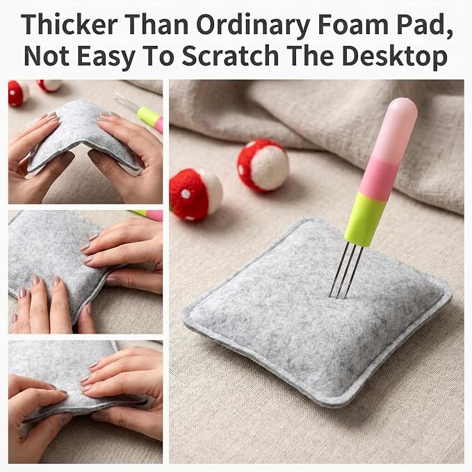 Aeaocvo Small Needle Felting Pad, 6×5 Inch Needle Felting Mat | Gray Sponge Pad - Image 3