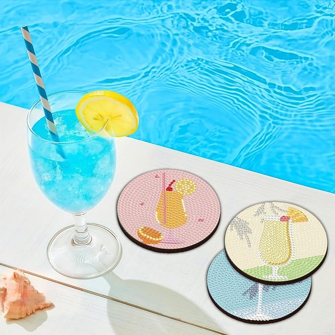 Bulerrylulu 12 Pcs Cocktail Diamond Painting Coasters Kits - Image 3