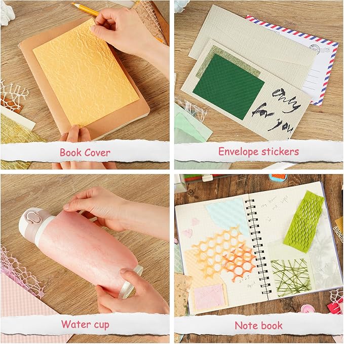 160 Sheets Textured Scrapbook Paper and Mesh Fabric Assorted Set, 10 Color - Image 3