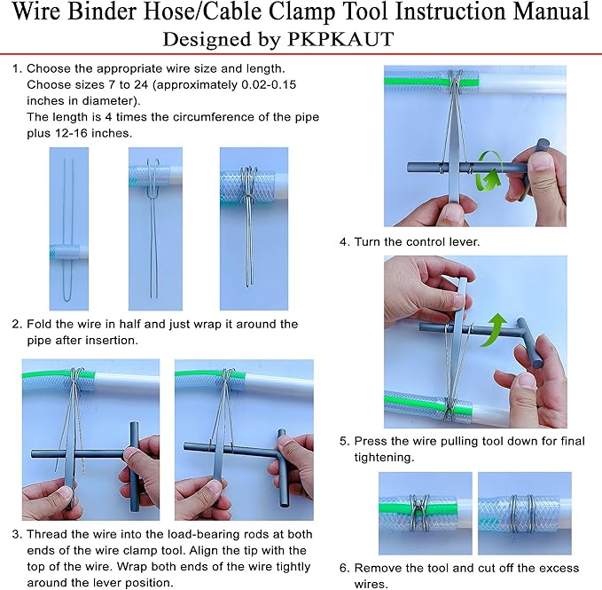Manual Wire Binder Hose Clamp, Old Tool Reborn the Clamper, Stainless Steel Multifunctional Hose Pipe Wire Tensioner for Home Pipeline Maintenance