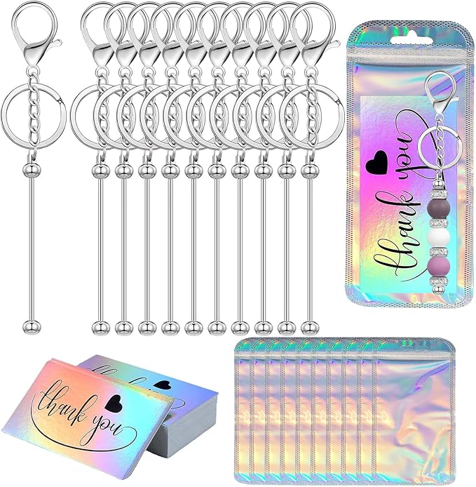 42/84/126 Pcs Beadable Keychain Bars Bulk Blank DIY Beaded Keychain Making by Unknown