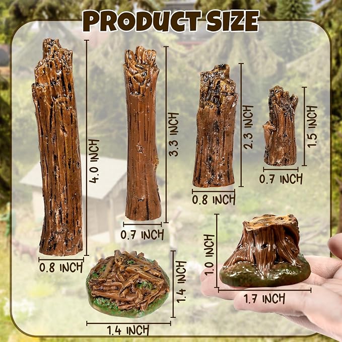 Warmtree 6 Pcs Tree Stump Figurines - Image 2