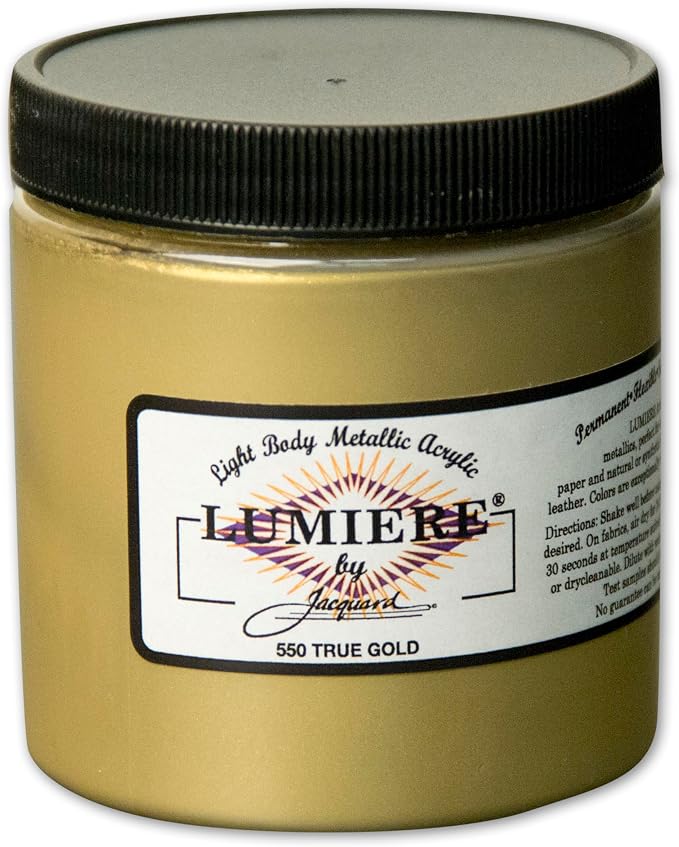 Jacquard Lumiere 8oz Fabric Paint True Gold by Jacquard