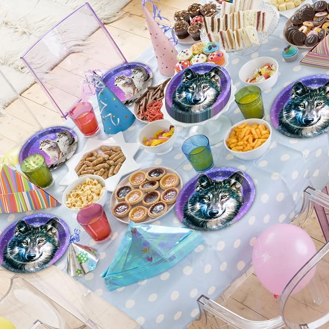 50 Guests Wolf Plates and Napkins Party Supplies Wolf Birthday Party - Image 5