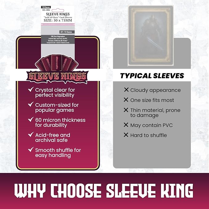 Sleeve Kings Sails of Glory Compatible Card Sleeves – 50x75mm, 110 Pack - Image 6
