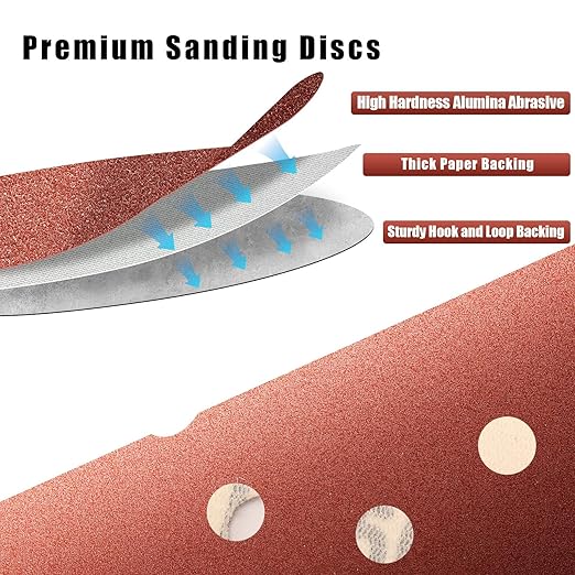 800 Grit 5 Inch Sanding Discs Hook and Loop Sandpaper, 150 PCS 8 Hole Adhesive Extra Fine Sand Paper for Random Orbital Sander