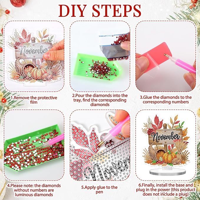 YooNotee 12 Sets Interchangeable Seasonal Diamond Art Tabletop Decorations - Image 4