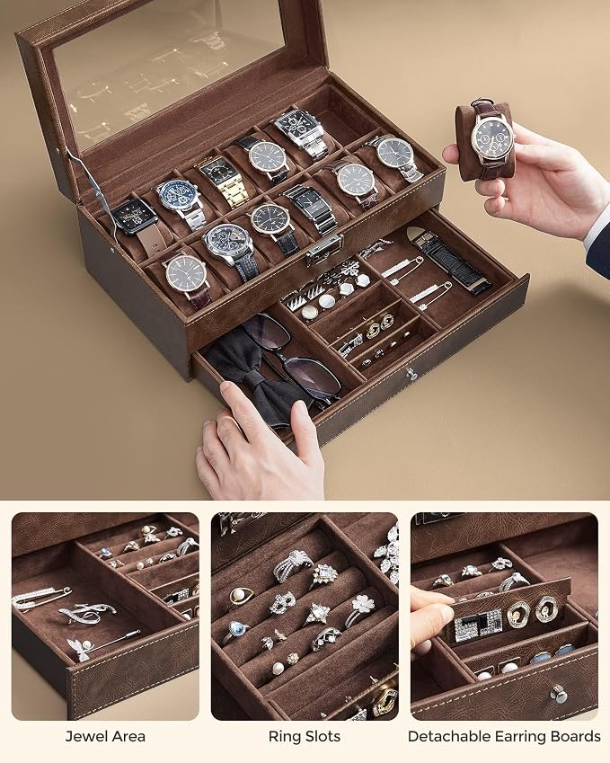 SONGMICS Watch Box, 12-Slot Watch Case Organizer - Image 6