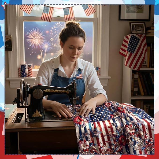 HunnmingRe 20 Pcs 10x10'' Patriotic Quilting Fabric Square 4th of July Precut - Image 5