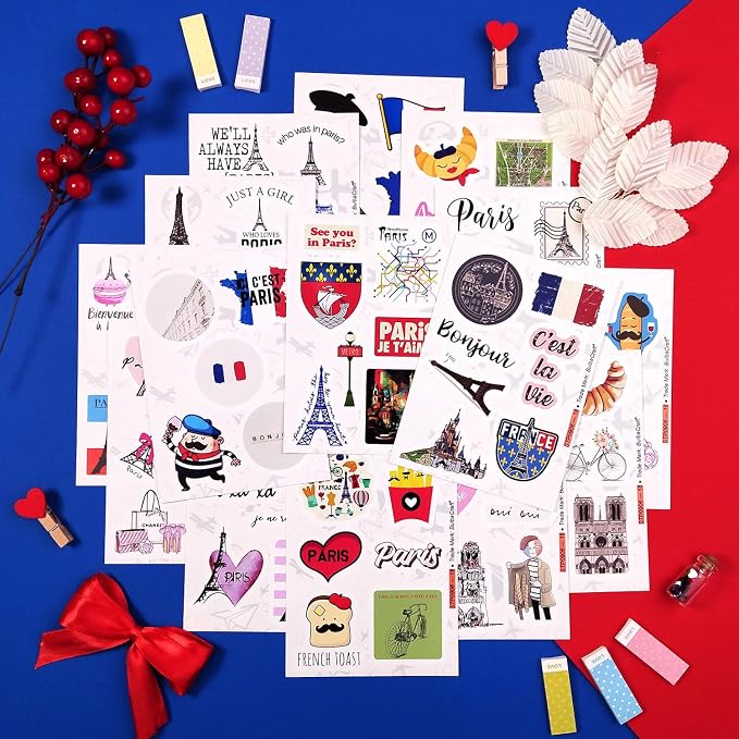 BulbaCraft 100Pcs Paris Sticker, French Stickers, Eiffel Tower Laptop Decals - Image 8