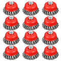 4" Wire Wheel Cup Brush, Coarse Twisted Knotted Wire Wheel for Angle Grinder, 5/8-11 Threaded Arbor, 0.02" Carbon Steel Wire Brush for Grinder, Heavy Cleaning Rust, Abrasive (12)