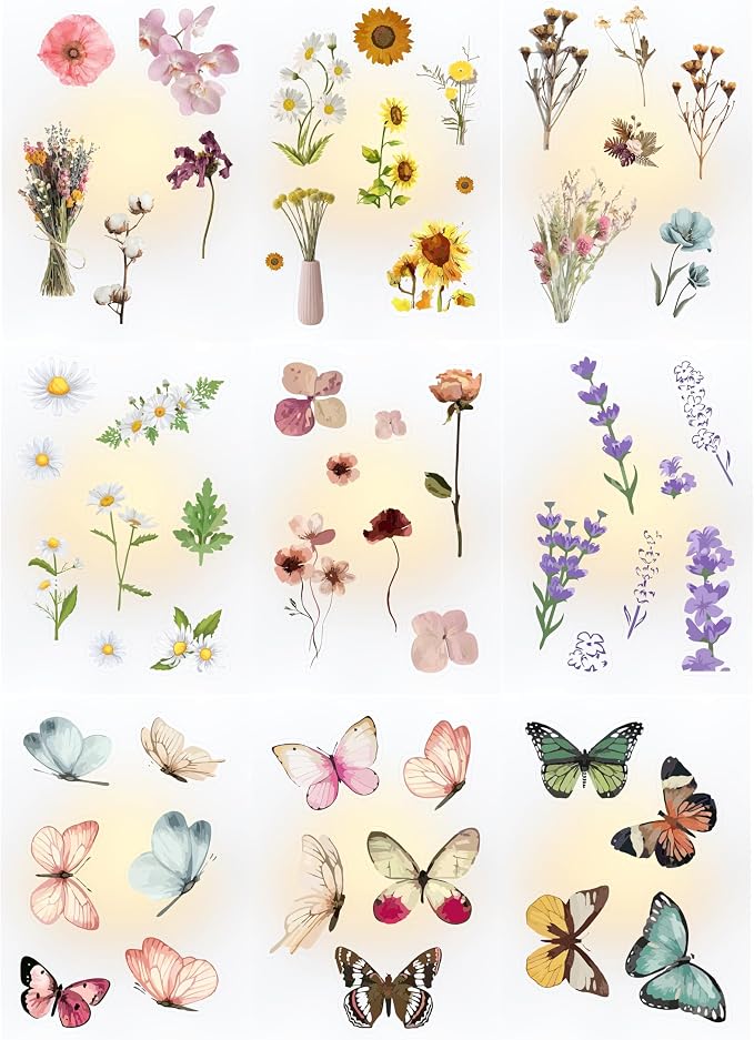 BulbaCraft Transparent Flower and Butterfly Stickers - Image 3