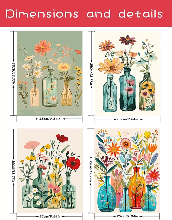 AREOPNMG 4 Pack Paint by Numbers Kit - Image 5