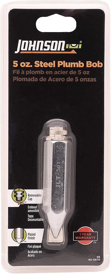 Johnson Level & Tool 05 Steel Hexagonal Plumb Bob, 5 oz., Steel Finish, 1 Pack