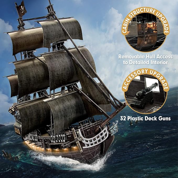3D Puzzle for Adults Moveable LED Pirate Ship - Image 2