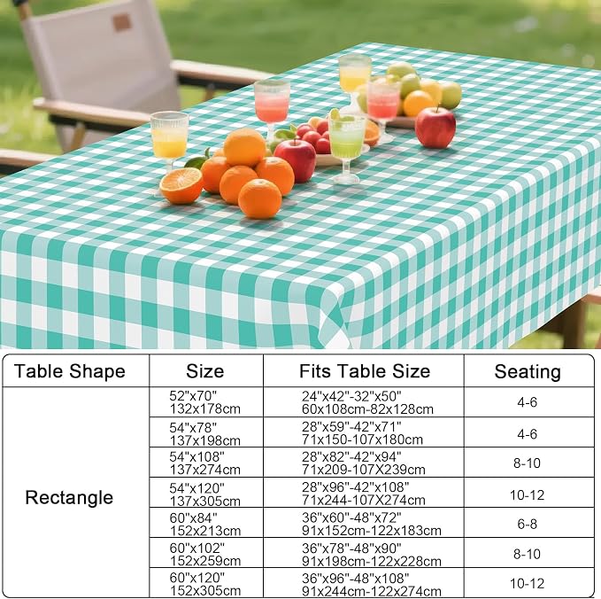 Smiry Rectangle Table Cloth, Waterproof Vinyl Tablecloths - Image 7