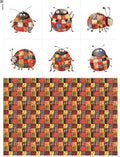 Patchwork Ladybug Cotton Fabric Panel – 6 Designs + Bonus Sheet 29.5×19.6 inch by FabricsTown