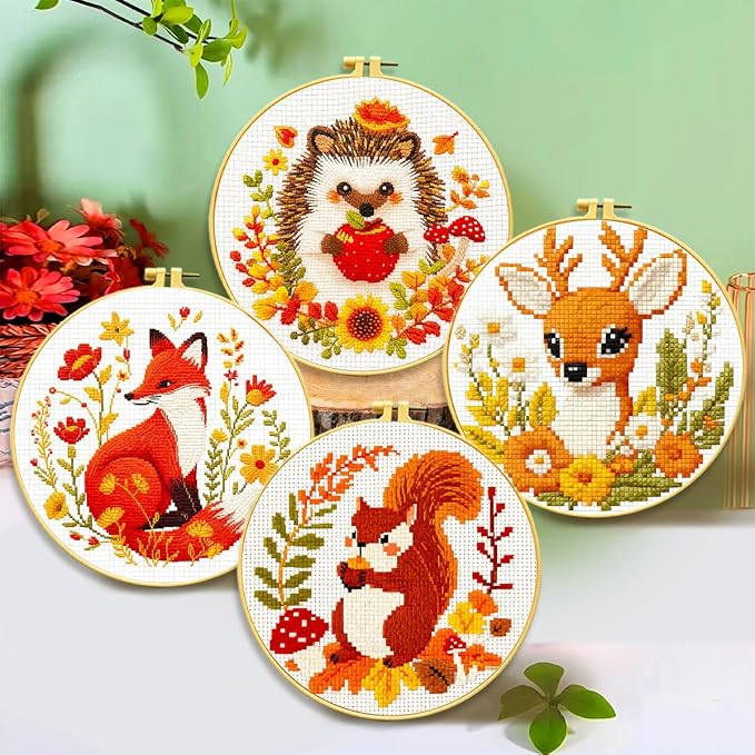 Zhenqing Autumn Animals Cross Stitch Kit - Image 2