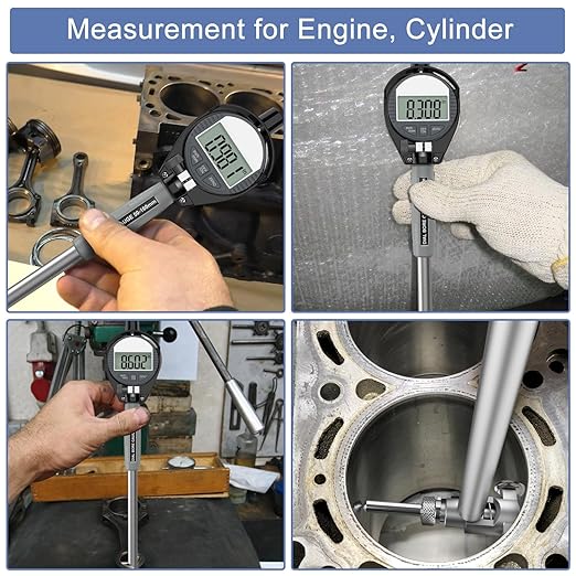 HDLNKAK Digital Bore Gauges Set, Cylinder Bore Gauge with LCD Digital Dial Indicator, 2"-6"/0.0005", Wide Selection of Anvils, Applications in Engines Cylinder Precision Measurement