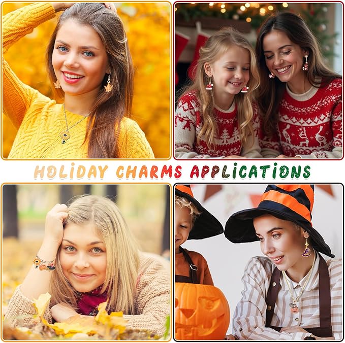 SANNIX 110Pcs/55 Pairs Holiday Charms, Fall Halloween Thanksgiving Christmas | - Image 7