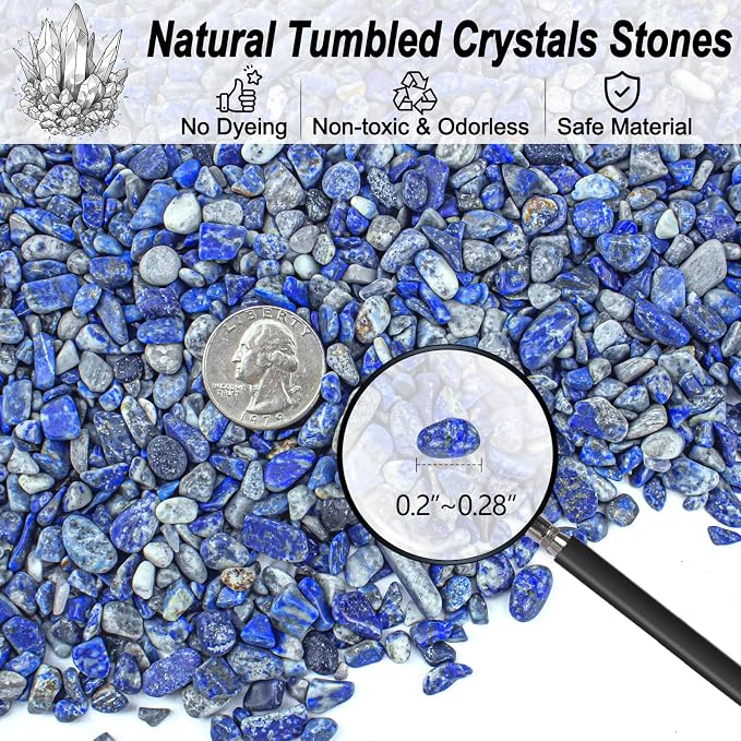 Crystals Chips Bulk Crushed Quartz Lapis Lazuli Stones 0.5 Lb/230g, Natural - Image 2