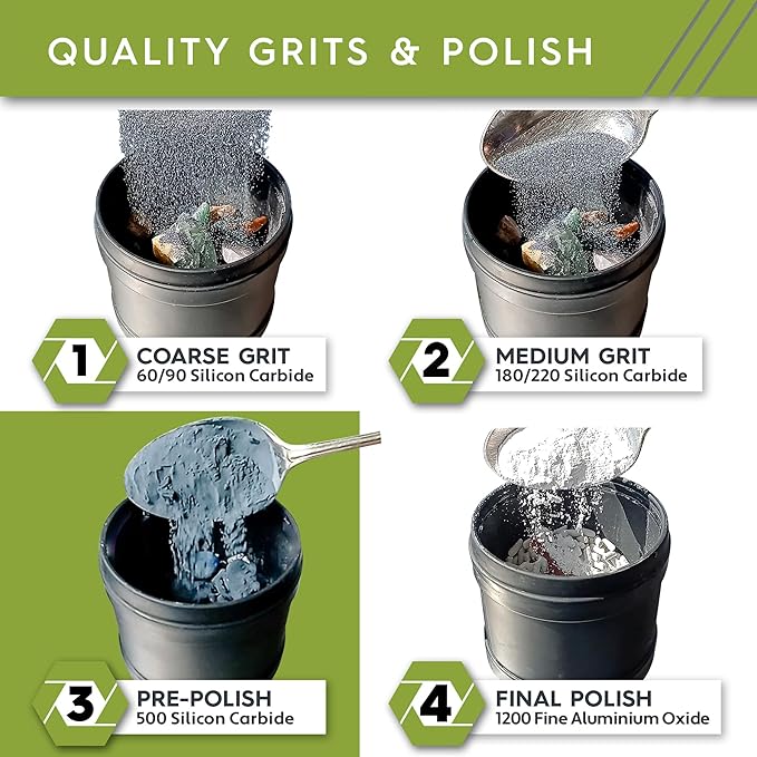 Polly Plastics Rock Tumbler Media Grit Refill, Pre-Polish 500 Silicon Carbide Grit, Stage 3 for Tumbling Stones (2 Pack) (3 lb.)