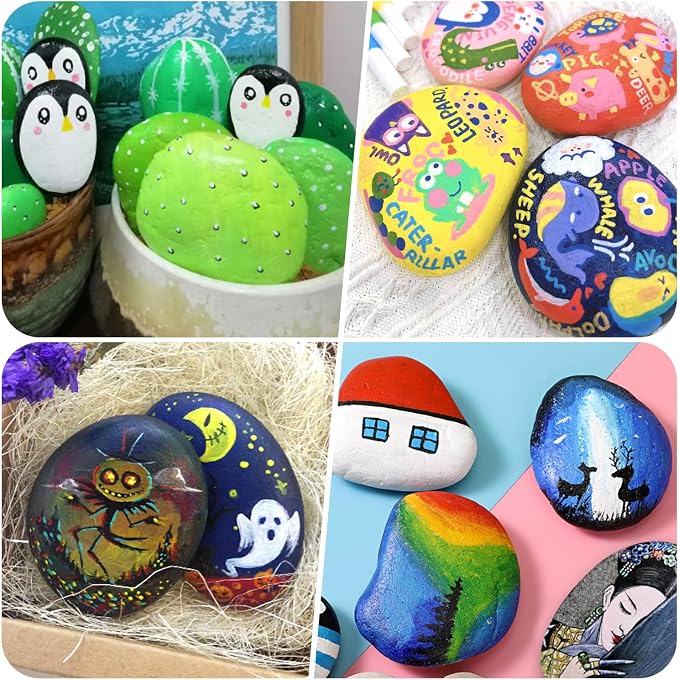 River Rocks for Painting 35 Pcs Large 3.5-5 Inch Flat Smooth Painting Stones - Image 8