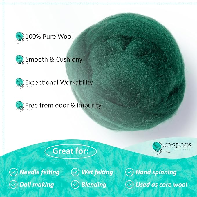 Kondoos Natural Wool roving, 2 OZ. Best Wool - Image 3